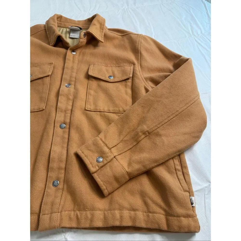 The North Face Heavyweight Shirt Jacket Shacket Snap Front Camel Brown Sz Large